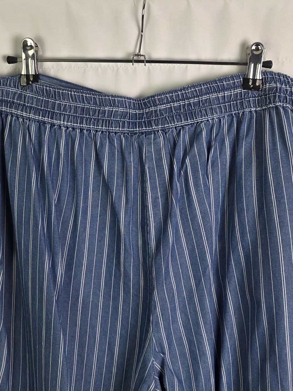 Zac & Rache Blue and White Striped Drawstring Wide Leg Capri Pants Size L - Picture 4 of 5